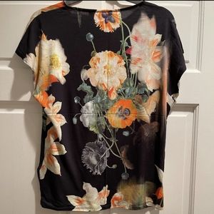Ted Baker Black  Floral Short Sleeve Blouse Women’s